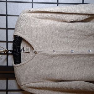 L L Bean 100% Cotton Full Button Down Cardigan Sweater Women's Size Medium